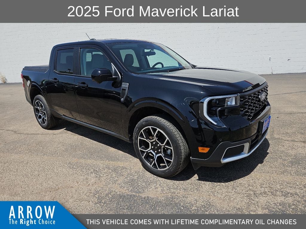2025 Ford Maverick Lariat in Shadow Black — front three-quarter view